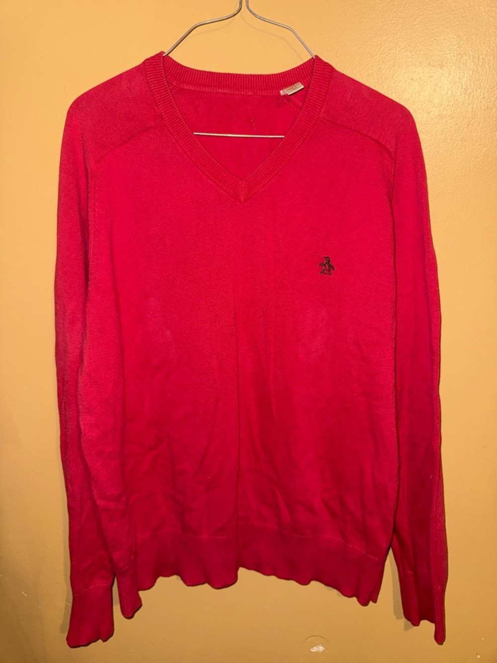Salmon pink  Original Penguin V-neck sweater Large  #preppy #knitwear